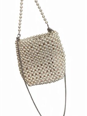Zara Faux Pearl Beaded Bucket Bag